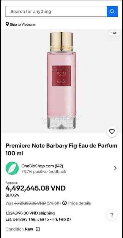Nước hoa Premiere Note Barbary Fig 100ml Unisex. Mua bán Nước hoa tại Quận Tân Bình Tp Hồ Chí Minh được đăng bởi Bella Phu hình 1