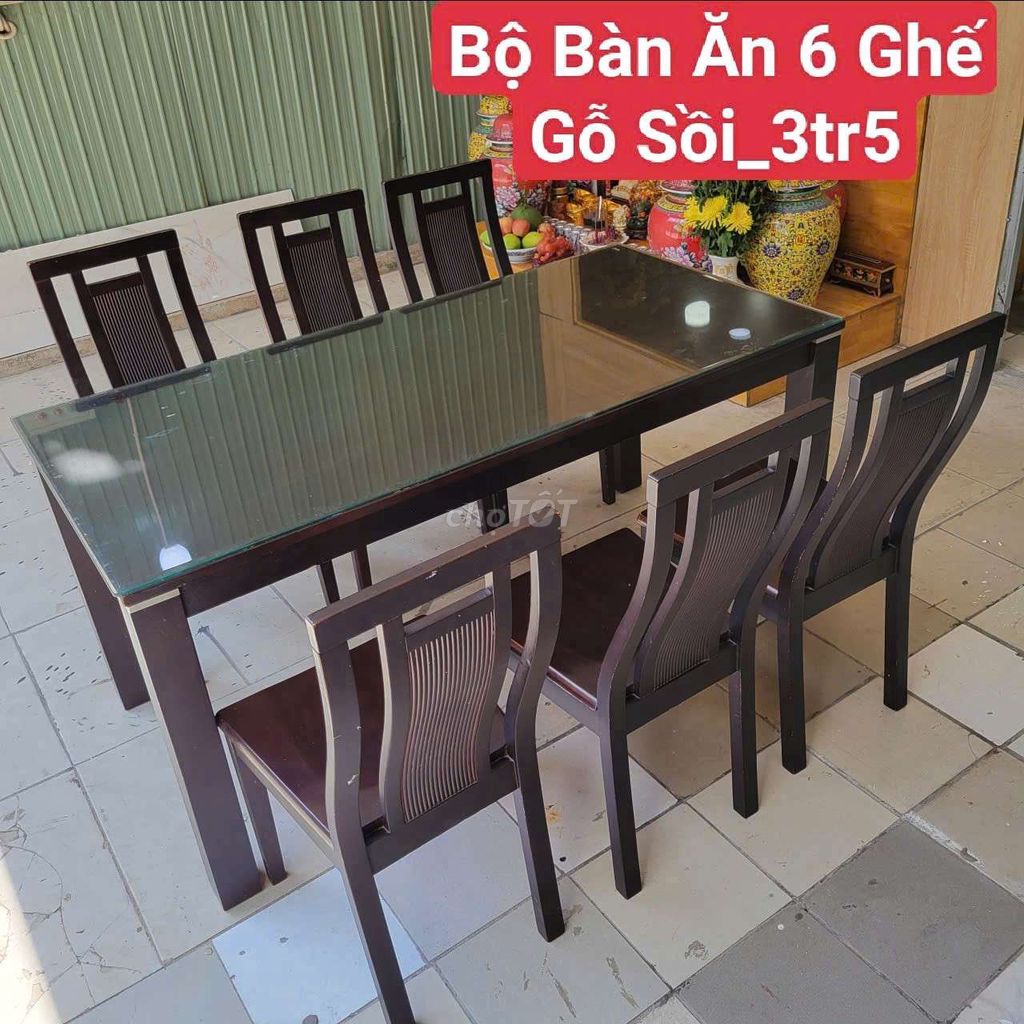 Bộ bàn ăn Gỗ Sồi 6 ghế Nâu. Mua bán Bàn ghế tại Quận Bình Thạnh Tp Hồ Chí Minh được đăng bởi Kho Thanh Lý Phú Nhàn hình 1