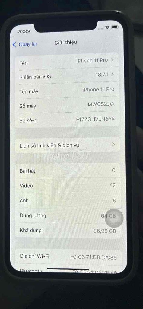 Apple iPhone 11 Pro 64GB Bạc Like New. Mua bán Điện thoại tại Thành phố Biên Hòa Đồng Nai được đăng bởi Truong chung toan hình 1