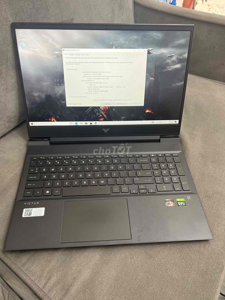 HP Victus 16 Ryzen 7 6800H RTX 3050 8GB/512GB Đen. Mua bán Laptop tại Quận Đống Đa Hà Nội được đăng bởi HQ Computer hình 1