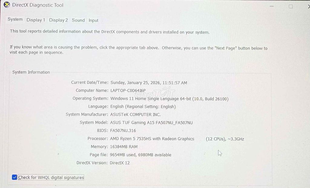 cần bán laptop ASUS TUF Gaming A15. Mua bán Laptop tại Thành phố Rạch Giá Kiên Giang được đăng bởi Tuấn Anh hình 1