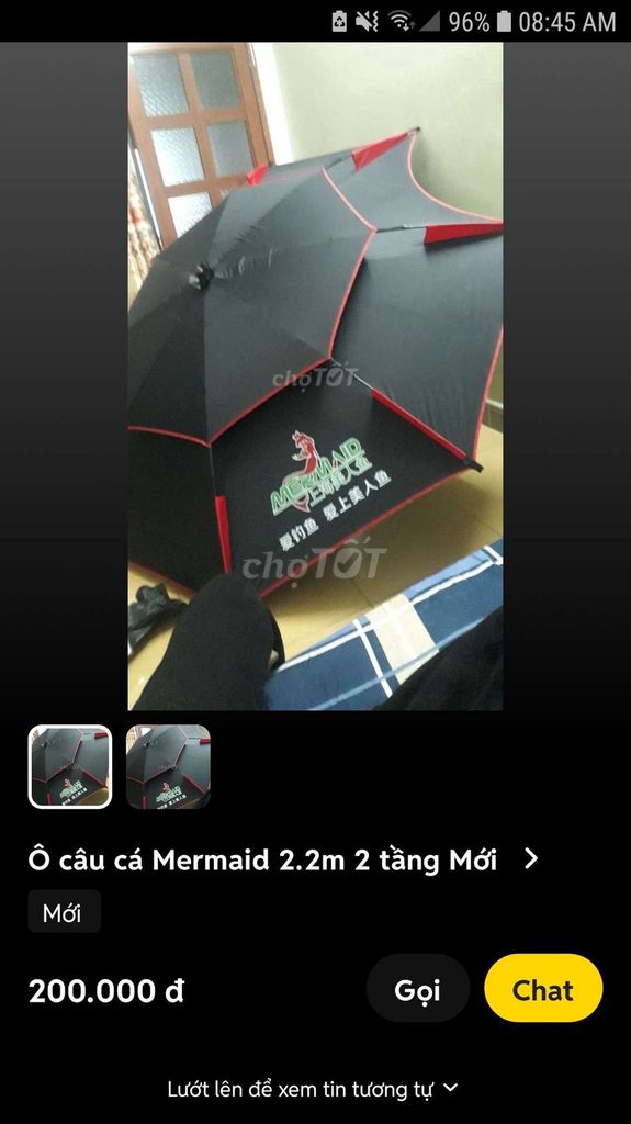 Ô câu cá Mermaid 2.2m Đen Đỏ. Mua bán Đồ thể thao, Dã ngoại tại Huyện Sóc Sơn Hà Nội được đăng bởi Đức Anh hình 1