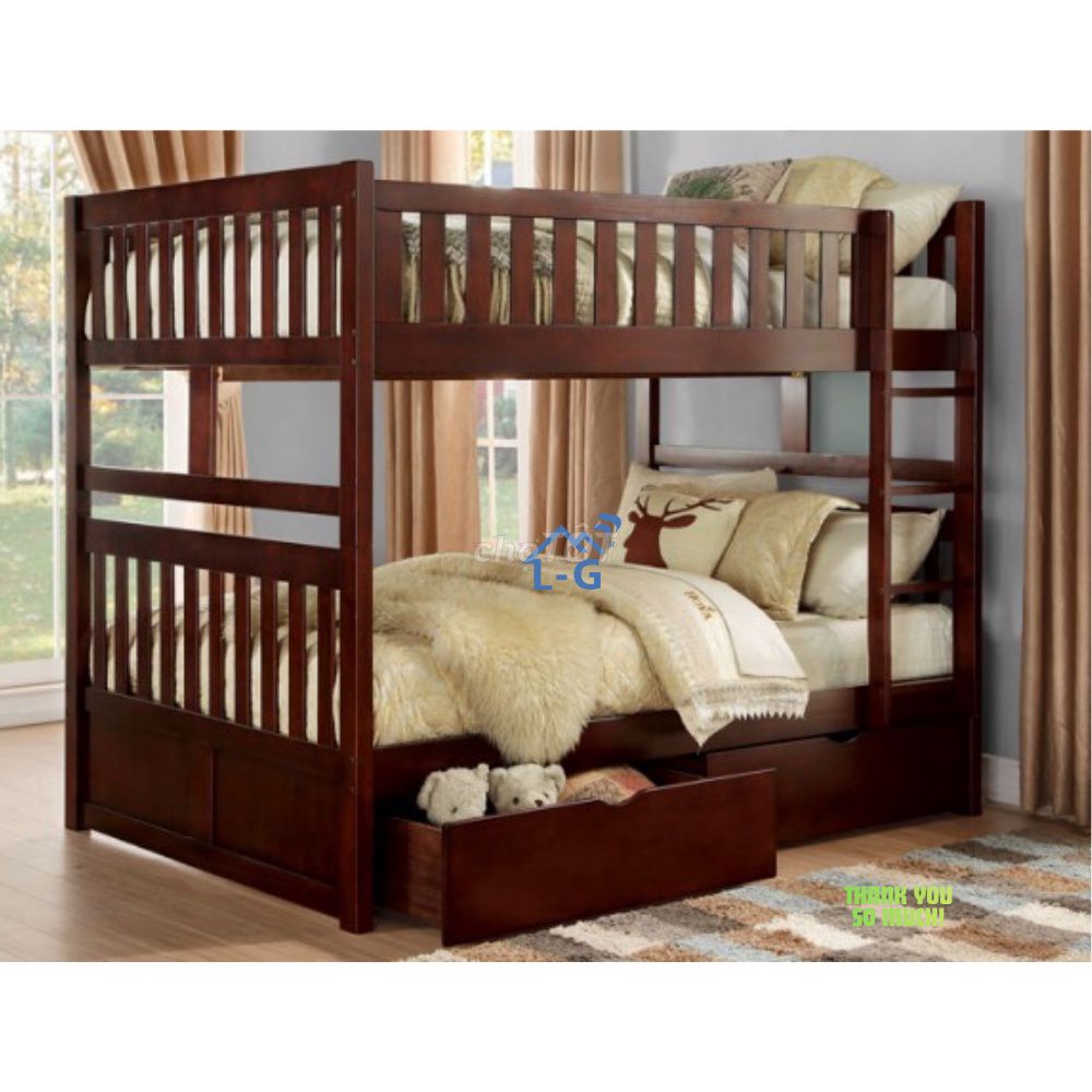 GIƯỜNG TẦNG GỖ THÔNG ĐẸP – CÓ NGĂN KÉO-GIƯỜNG GỖ. Mua bán Giường, chăn ga gối nệm tại Quận 7 Tp Hồ Chí Minh được đăng bởi GIƯỜNG SẮT SƠN LÂM hình 1