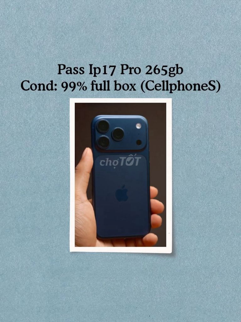 Apple iPhone 17 Pro 256GB Xanh dương 99.99%. Mua bán Điện thoại tại Quận 7 Tp Hồ Chí Minh được đăng bởi Hội Đồ Điện Tử hình 1