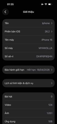 Apple iPhone 16 256GB Xanh dương, đã thay màn lô