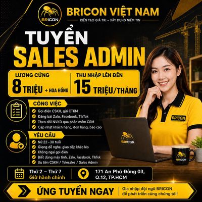 TUYỂN SALES ADMIN Q12.HCM