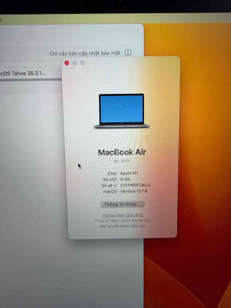 Apple Macbook Air M1 8GB/256GB Gray. Mua bán Laptop tại Quận Tân Bình Tp Hồ Chí Minh được đăng bởi Ngọc Sơn hình 1
