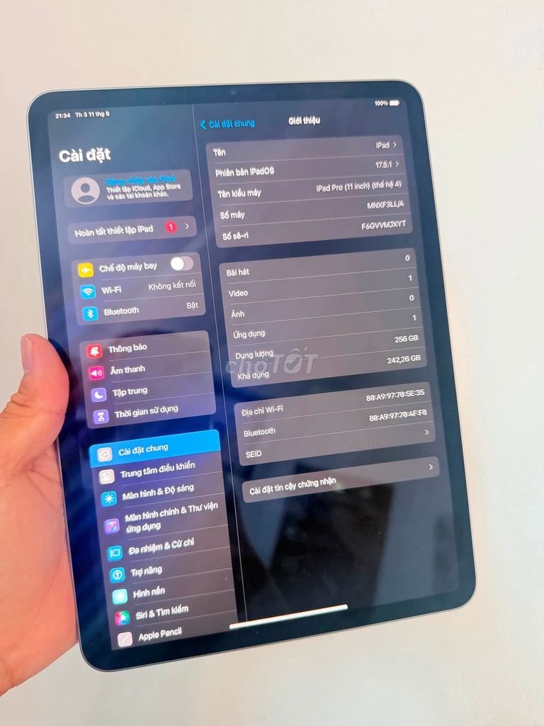 Apple iPad Pro M2 11 inch 256GB Wifi Xám. Mua bán Máy tính bảng tại Quận 10 Tp Hồ Chí Minh được đăng bởi Hội Đồ Điện Tử hình 1
