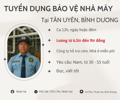 NHÂN VIÊN BẢO VỆ TẠI KCN VSIP 2A. Việc làm tại Thành phố Thủ Dầu Một Bình Dương được đăng bởi Nguyễn Thị Hòa