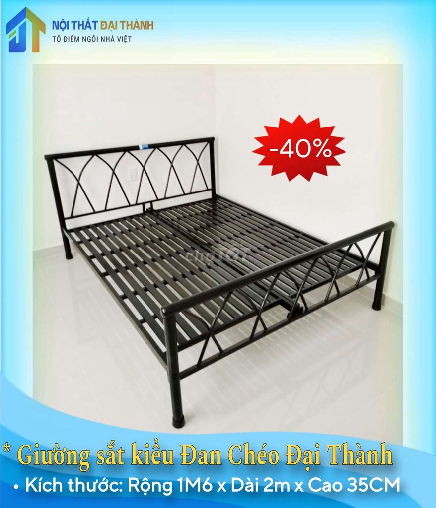 Giường sắt 1M6 kiểu ĐanChéo, GIÁSIÊURẺ, HỎATỐC HCM