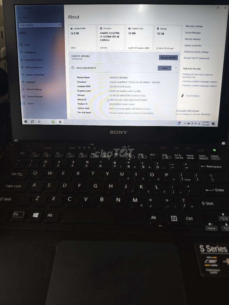 Sony Vaio S Series i5 12GB/112GB. Mua bán Laptop tại Quận 11 Tp Hồ Chí Minh được đăng bởi Vương hình 1