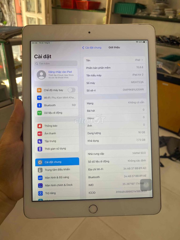 Apple iPad Air 2 16GB Bạc. Mua bán Máy tính bảng tại Quận Tân Phú Tp Hồ Chí Minh được đăng bởi Minh Khang Sài gòn MoBILE hình 1