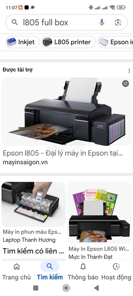 Máy in phun màu Epson L805 Wifi. Mua bán Đồ dùng văn phòng tại Quận Tân Bình Tp Hồ Chí Minh được đăng bởi Phụ tùng SH hình 1
