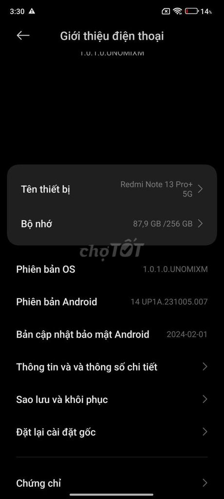 Xiaomi Redmi Note 13 Pro+ 5G 256GB. Mua bán Điện thoại tại Thành phố Thủ Đức Tp Hồ Chí Minh được đăng bởi Nguyễn Văn Hữu Tài hình 1
