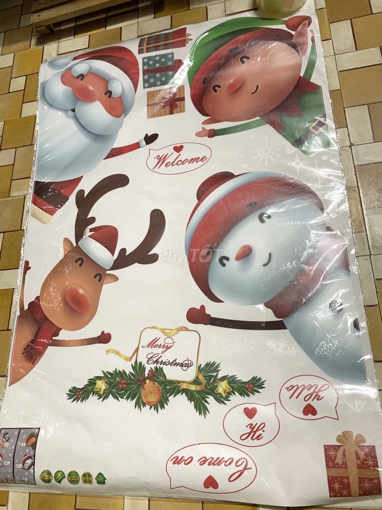 Set 2 bộ Decal tĩnh điện trang trí Noel size to