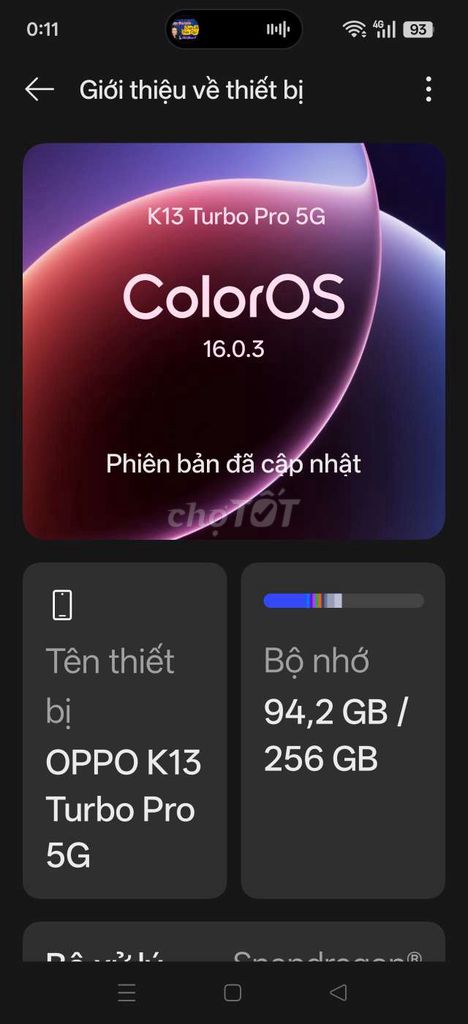 OPPO K13 Turbo Pro 5G 256GB. Mua bán Điện thoại tại Quận Ninh Kiều Cần Thơ được đăng bởi Minh Chiến  hình 1