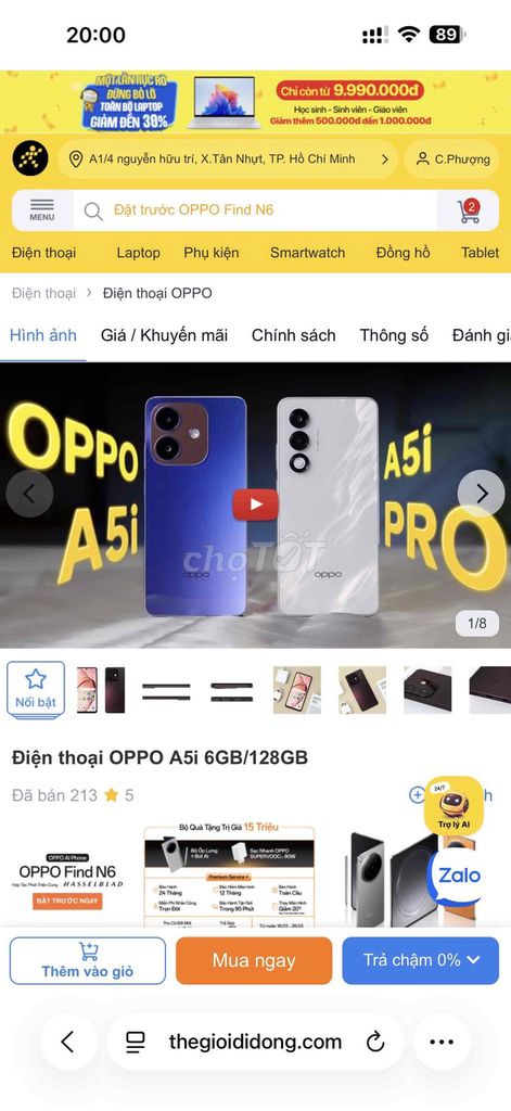 oppo a5i mới nguyên seal giá tốt. Mua bán Điện thoại tại Quận 8 Tp Hồ Chí Minh được đăng bởi Phuong Pham hình 1