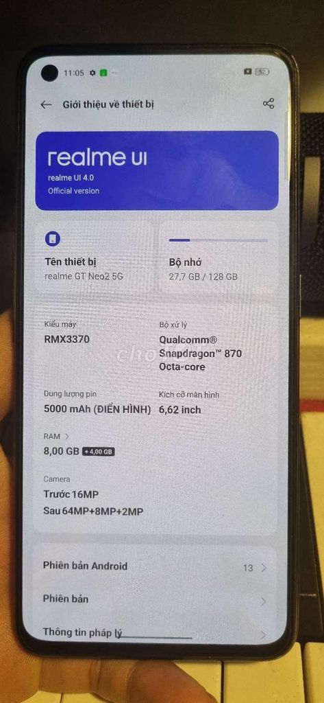 Realme GT Neo 2 8GB/128GB Đen. Mua bán Điện thoại tại Quận Bình Thạnh Tp Hồ Chí Minh được đăng bởi An Bùi hình 1