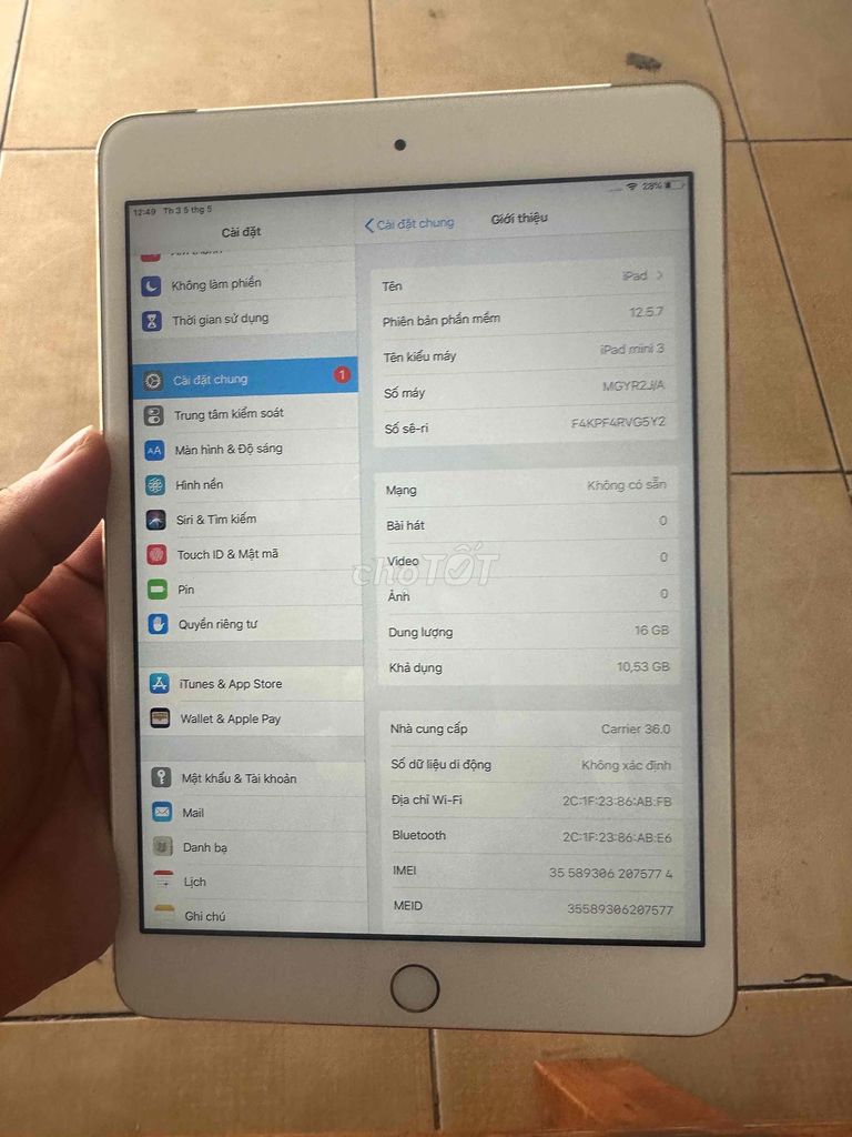 Apple iPad mini 3 16GB Vàng. Mua bán Máy tính bảng tại Quận Bình Tân Tp Hồ Chí Minh được đăng bởi an khang hình 1
