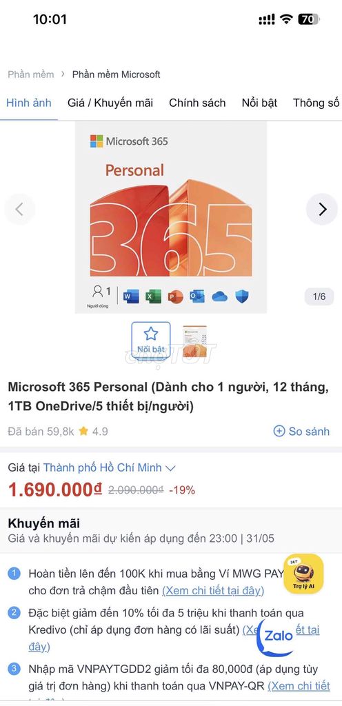 Phần mềm Office Microsoft 365 Personal của TGDĐ. Mua bán Đồ dùng văn phòng tại Quận 8 Tp Hồ Chí Minh được đăng bởi Bé Vui SSD CHÍNH HÃNG hình 1
