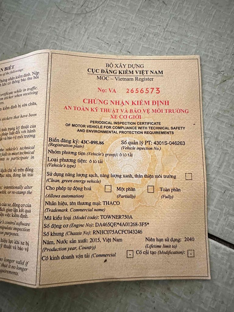 Thaco 750kg 2015. Mua bán Xe tải, xe ben tại Thị xã Điện Bàn Quảng Nam được đăng bởi Tuấn hình 10