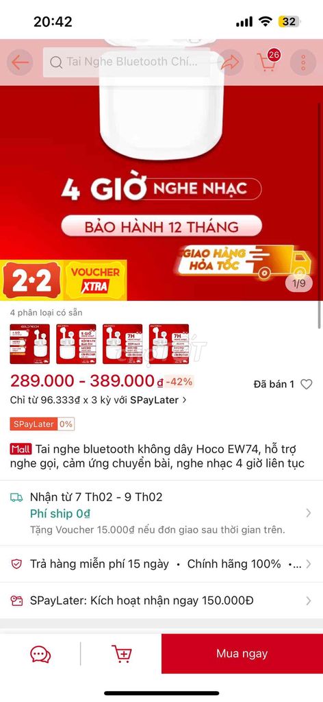 Tai nghe Hoco EW74 Trắng. Mua bán Tivi, Âm thanh tại Thành phố Qui Nhơn Bình Định được đăng bởi Nguyên Lâm hình 1