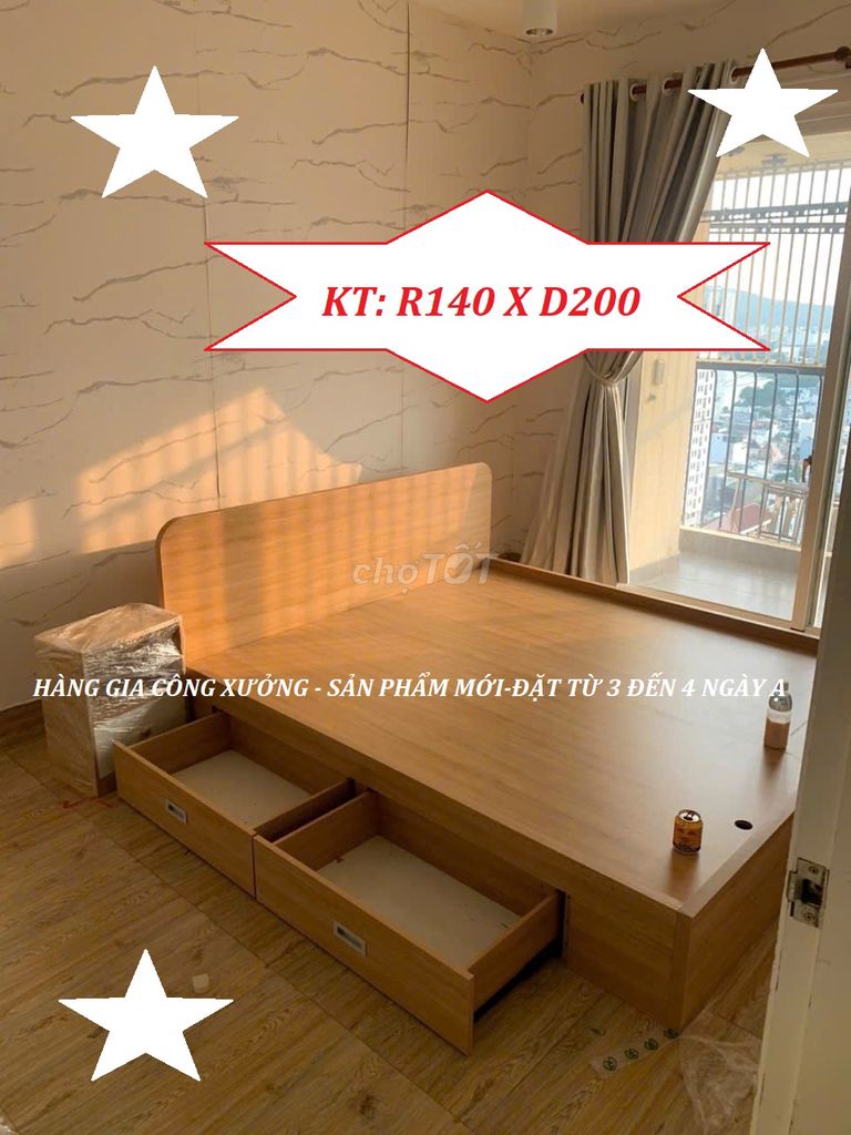 GIƯỜNG 1M4 X 2M,1M2 X 2M,...VÁN MDF CÔNG NGHIỆP