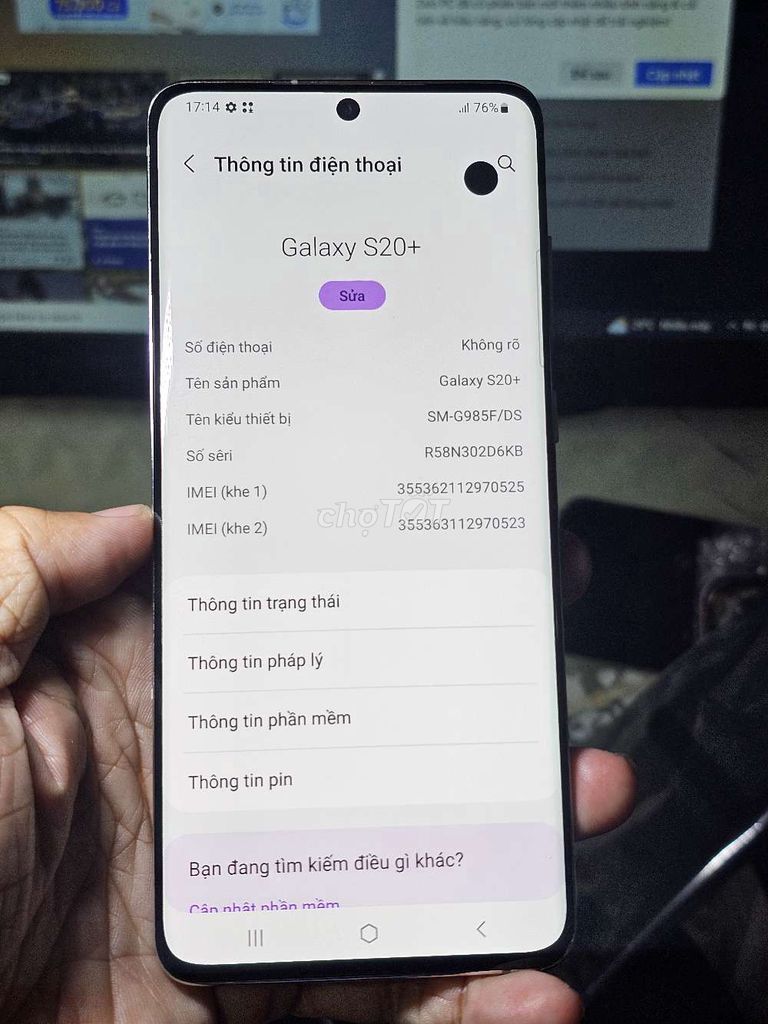 Samsung Galaxy S20+ 128GB VN đẹp 98% . Mua bán Điện thoại tại Quận 8 Tp Hồ Chí Minh được đăng bởi Thiên Hòa mobile  hình 1