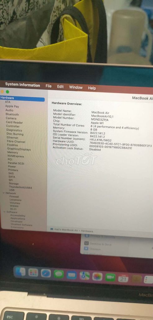 Apple MacBook Air M1 8GB. Mua bán Laptop tại Quận Tân Phú Tp Hồ Chí Minh được đăng bởi Minh Tuấn hình 1