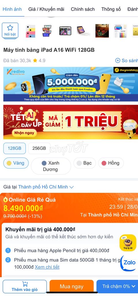 Apple iPad A16 128GB. Mua bán Máy tính bảng tại Huyện Văn Lâm Hưng Yên được đăng bởi Thanh Kòii hình 1