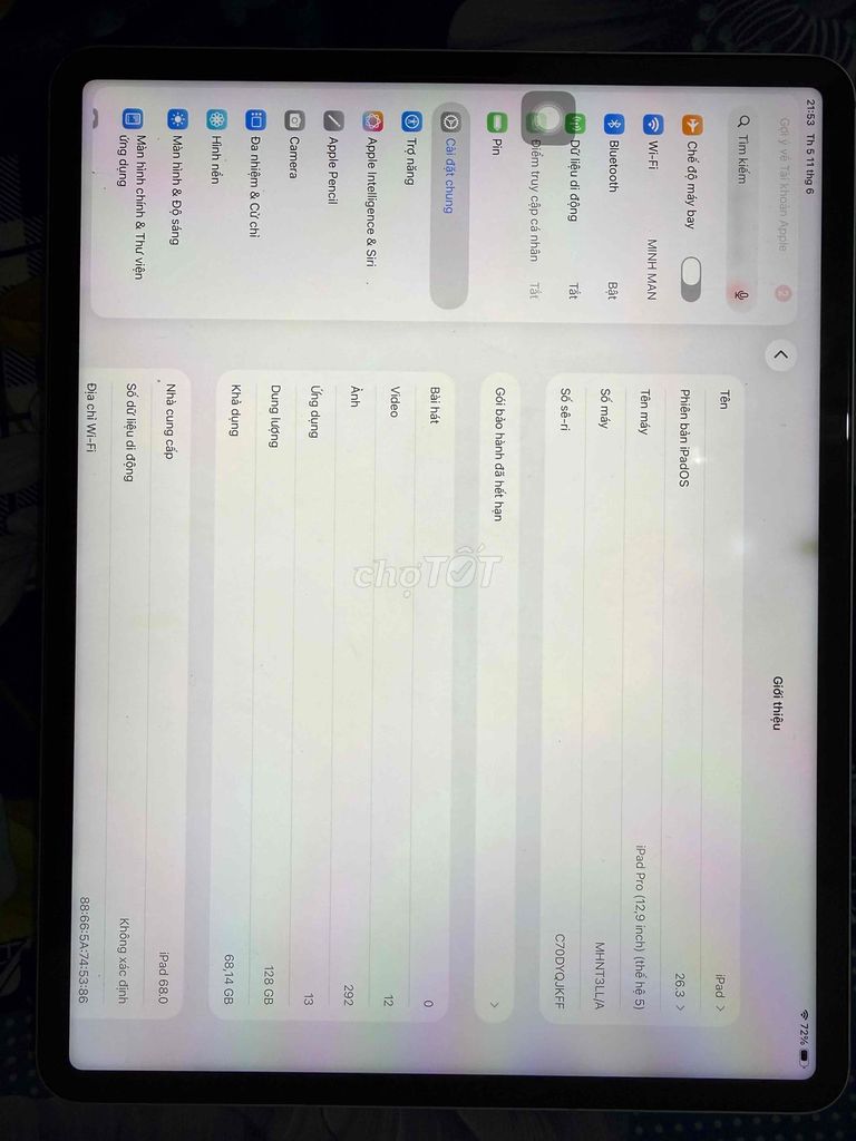 Apple iPad Pro M1 2021 12.9 bị ám màn như ảnh. Mua bán Máy tính bảng tại Huyện Bình Chánh Tp Hồ Chí Minh được đăng bởi Tải Họoooo hình 1