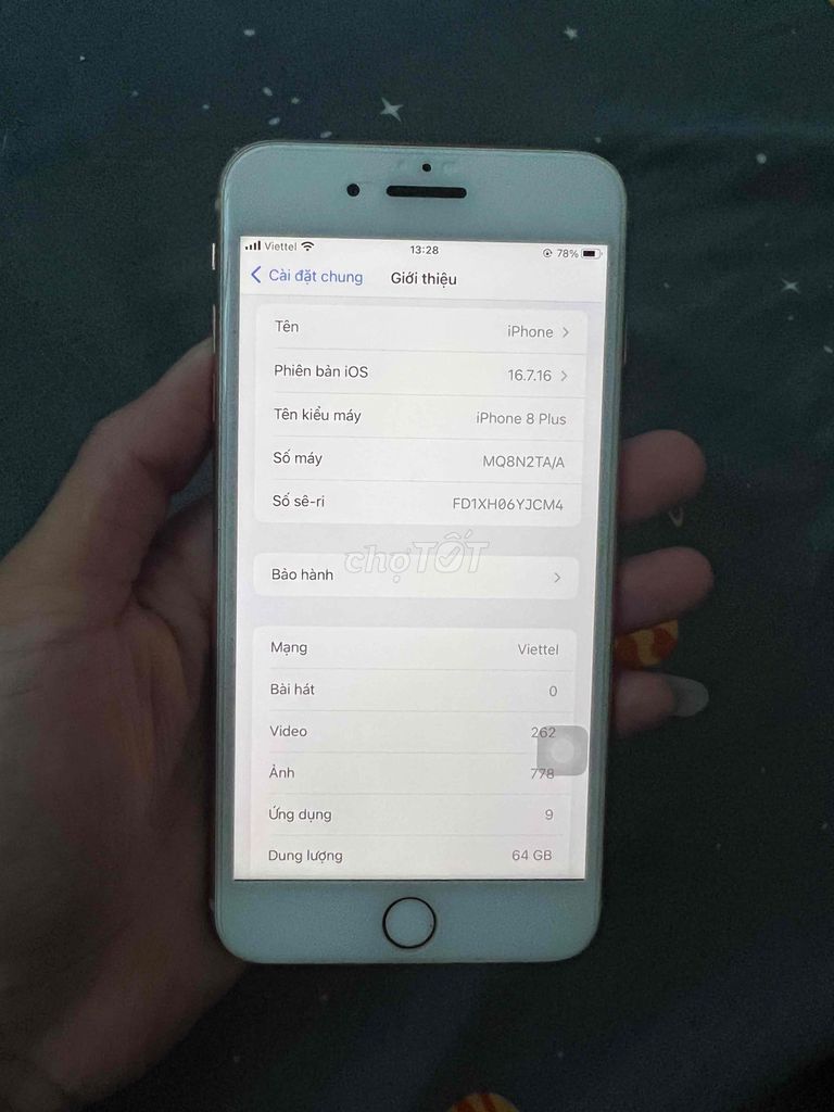 Apple iPhone 8 Plus 64GB Vàng Đã thay pin. Mua bán Điện thoại tại Quận Bắc Từ Liêm Hà Nội được đăng bởi Hùng Nguyễn hình 1