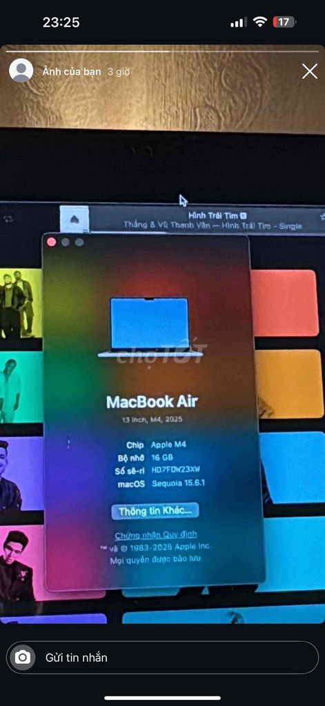 MACBOOK AIR M4. Mua bán Laptop tại Quận Long Biên Hà Nội được đăng bởi Khánh Linh hình 1