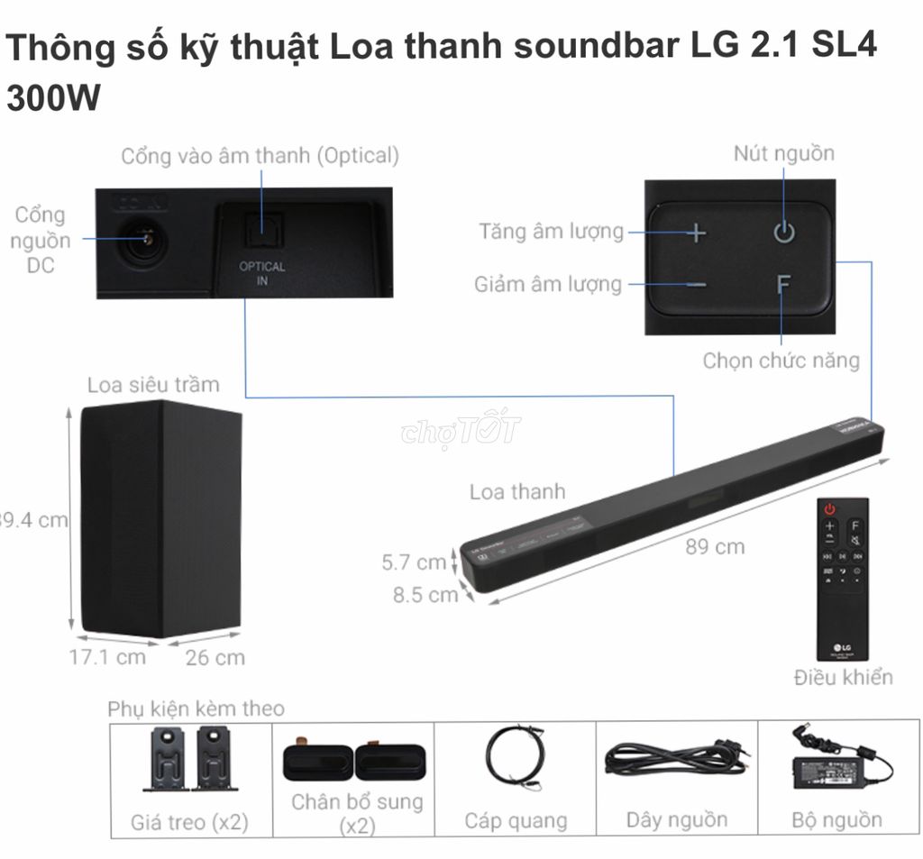 0902703178 - Loa thanh soundbar LG 2.1 SL4 300W mới 100%