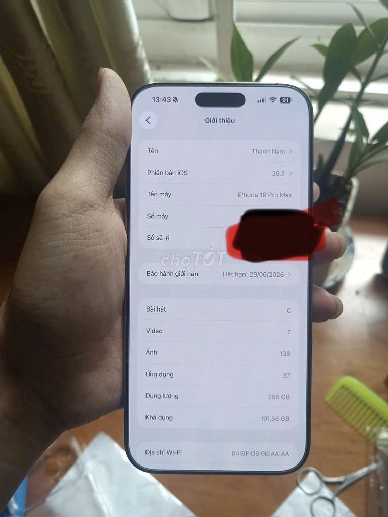 Apple iPhone 16 Pro Max 256GB Mỹ. Mua bán Điện thoại tại Thành phố Thuận An Bình Dương được đăng bởi Ấhhahhaha hình 1