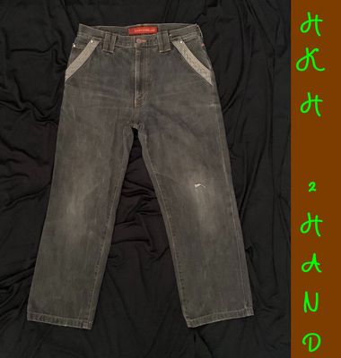 Jeans NHẬT xám đen, cứng xịn, túi phối kiểu, sz 31