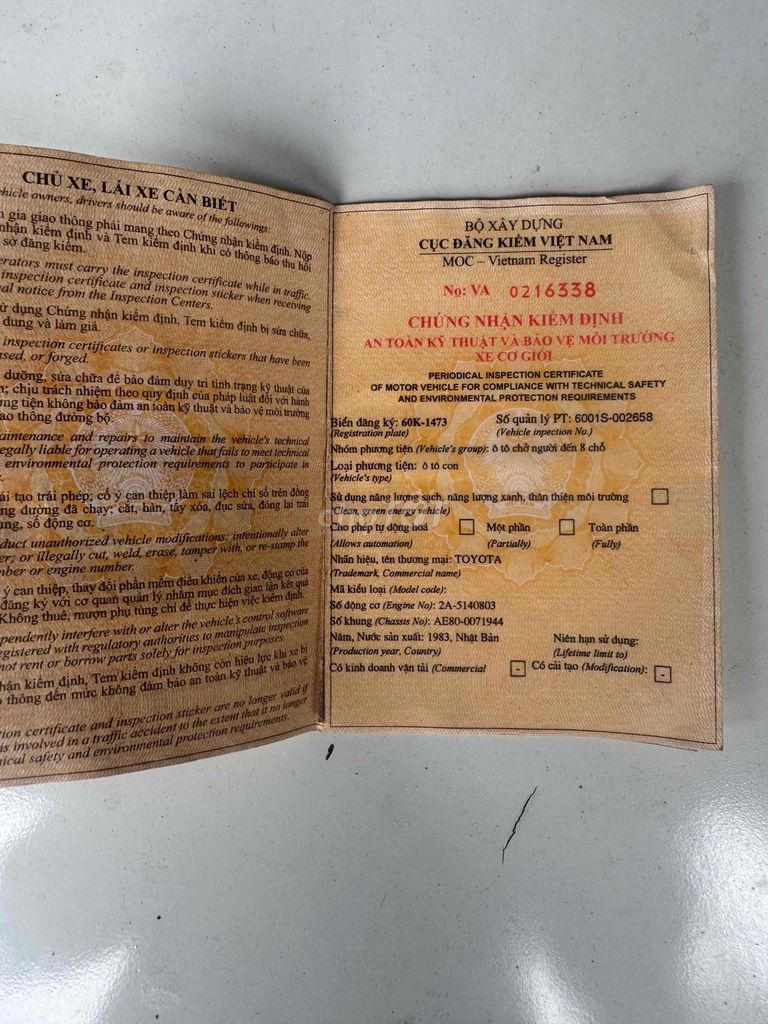 Toyota Corona 1983 - 999999 km. Mua bán Ô tô tại Huyện Gò Dầu Tây Ninh được đăng bởi Thuận hình 7