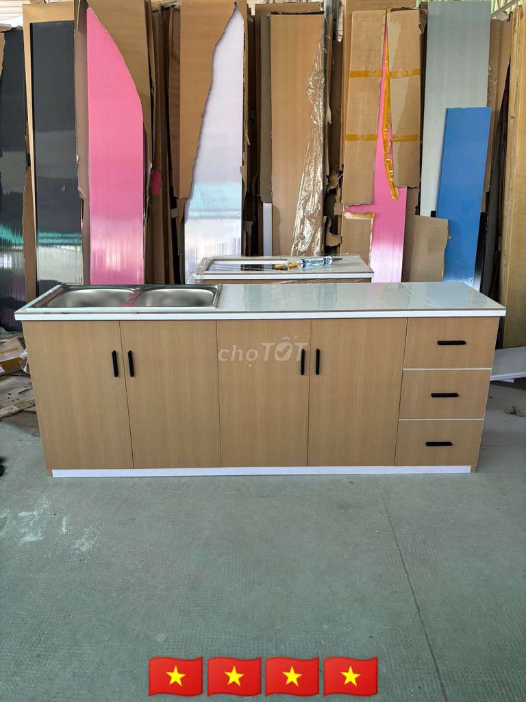 Tủ bếp kèm bồn vòi ngang 2m //nhựa Đài Loan. Mua bán Tủ, kệ gia đình tại Quận 3 Tp Hồ Chí Minh được đăng bởi Nội Thất Giá Xưởng hình 1