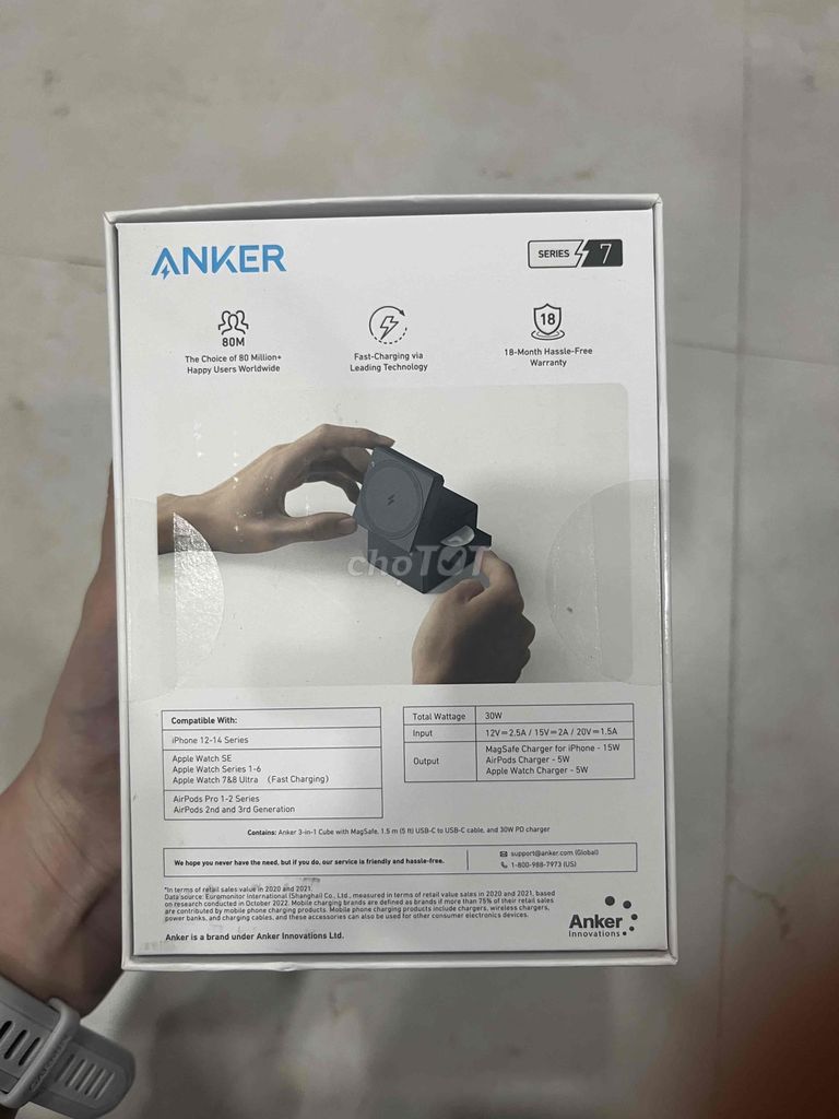 Đế sạc Anker không dây Cube Magsafe 3in1 mới 100%