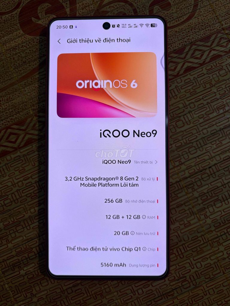 iQOO Neo 9 256GB Đỏ, Trắng. Mua bán Điện thoại tại Huyện Bàu Bàng Bình Dương được đăng bởi Mạnh Nguyễn hình 1