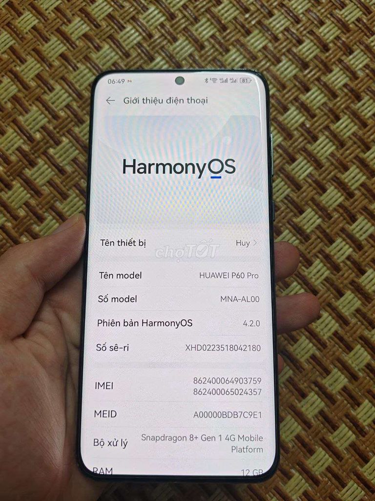 Huawei P60 Pro 256GB Xanh. Mua bán Điện thoại tại Quận Hà Đông Hà Nội được đăng bởi Nguyễn Huy hình 1