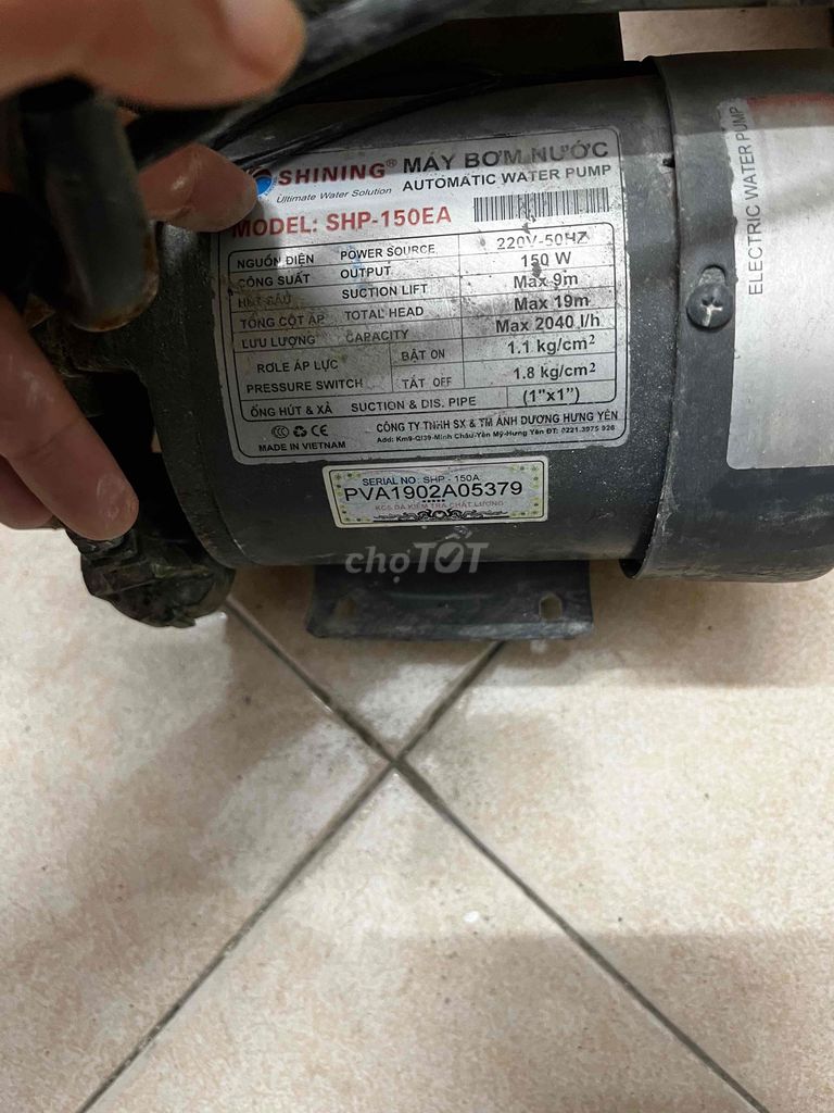 Bơm tăng áp Shining SHP 150EA. Mua bán Nội thất, đồ gia dụng khác tại Quận Cầu Giấy Hà Nội được đăng bởi Bach Tran hình 1
