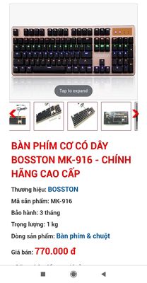Bàn phím  cơ bosston mk916. Mua bán Phụ kiện (Màn hình, Chuột...) tại Thành phố Thủ Đức Tp Hồ Chí Minh được đăng bởi Nghĩa Tiệm Đồ Nhỏ