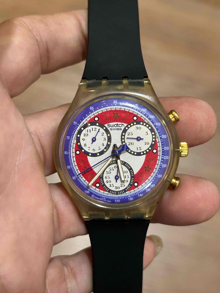 Swatch Chronograph Đen, Đỏ, Xanh Nhựa. Mua bán Đồng hồ tại Quận Tân Bình Tp Hồ Chí Minh được đăng bởi Quang pham hình 1