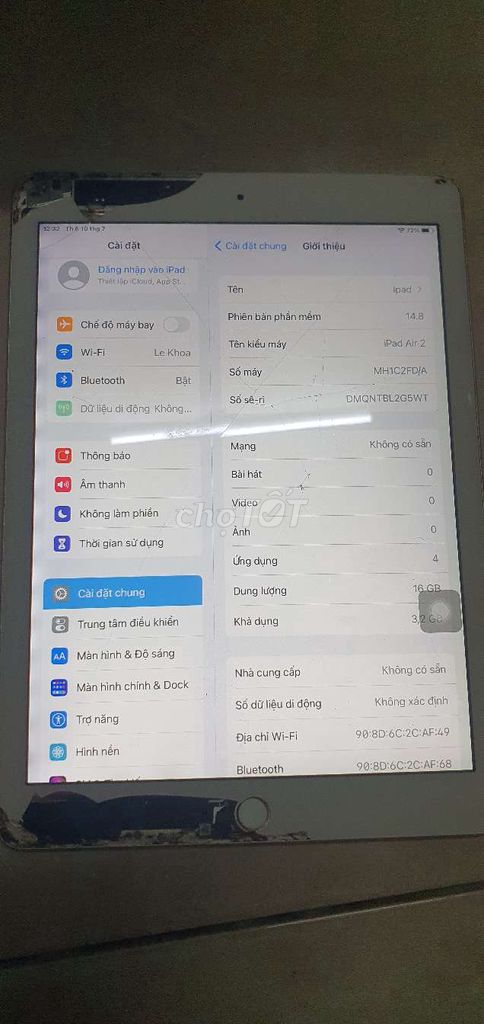Apple iPad Air 2 16GB 4G Vàng Đã qua sử dụng. Mua bán Máy tính bảng tại Thành phố Bắc Ninh Bắc Ninh được đăng bởi Khoa hình 1