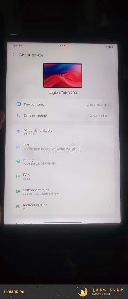 Lenovo Legion Y700 2023 12GB/256GB. Mua bán Máy tính bảng tại Huyện Long Thành Đồng Nai được đăng bởi Nguyễn Ngọc Thảo hình 1