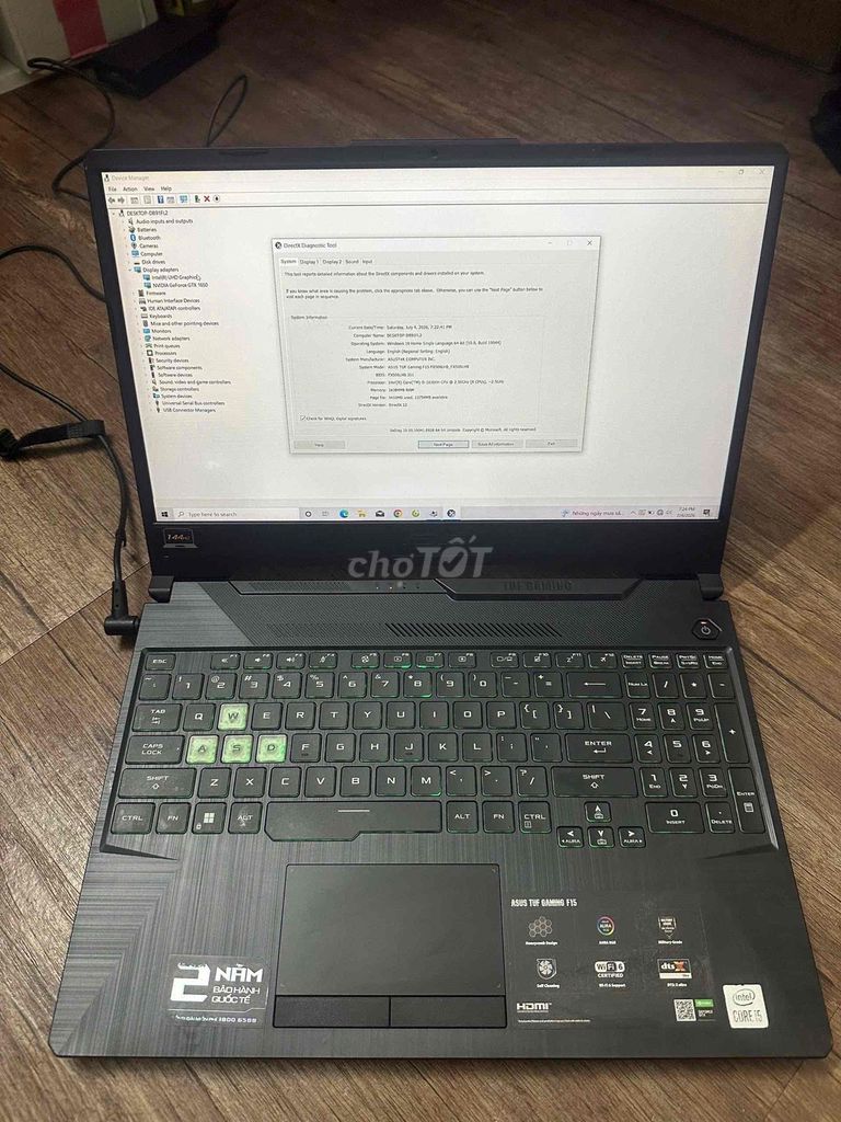 ASUS TUF Gaming F15 i5 16GB/512GB GTX 1650. Mua bán Laptop tại Quận 8 Tp Hồ Chí Minh được đăng bởi VÕ NGỌC PHÁT hình 1
