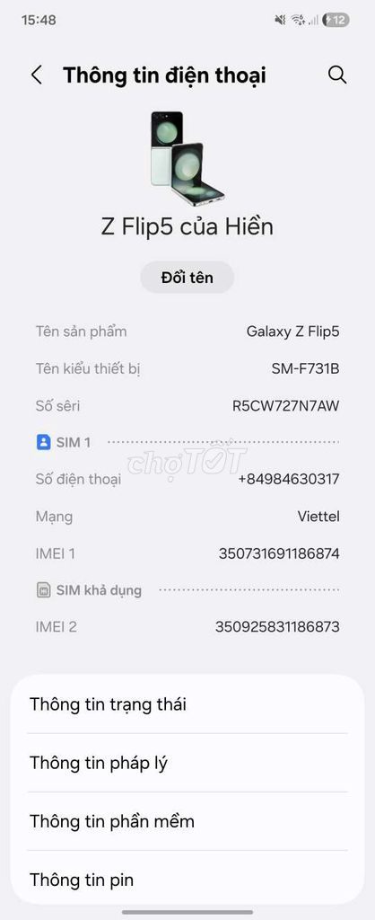 Samsung Galaxy Z Flip5 512GB Zin. Mua bán Điện thoại tại Quận Bình Tân Tp Hồ Chí Minh được đăng bởi XHin hình 1