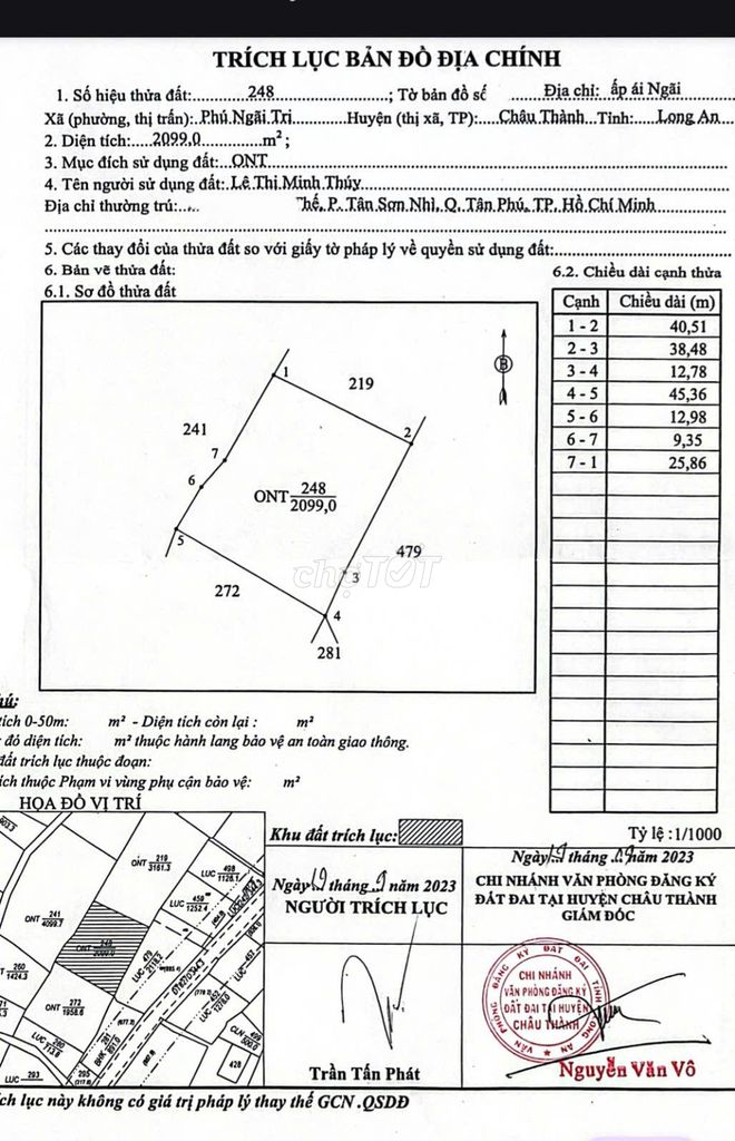 Giảm 3.5 tỷ DT 4200m2 thổ cư MT TL827D Châu Thành Long An còn 5.7 tỷ