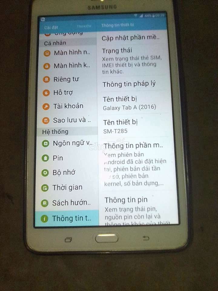 Samsung Galaxy Tab A (2016) Trắng. Mua bán Máy tính bảng tại Quận Bình Tân Tp Hồ Chí Minh được đăng bởi Nguyễn Nhân hình 1